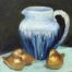 Item 338 Mini Still Life Study Pitcher and 3 brass birds